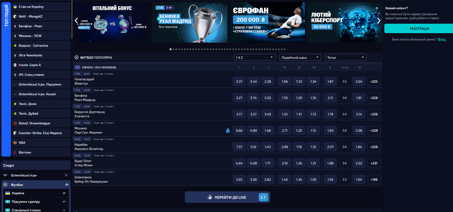 Лінія ставок у БК Олвін: ринки та коефіцієнти на офіційному сайті Allwin UA